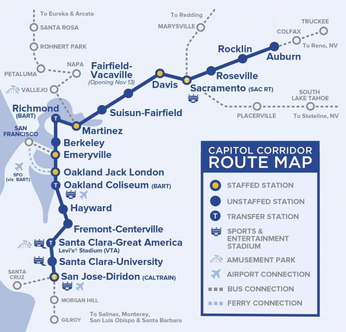 Capitol Corridor Route Map