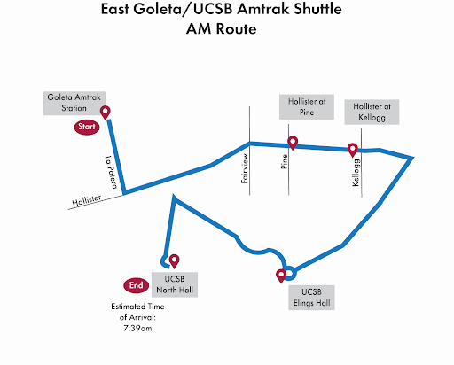 East Goleta/UCSB Amtrak Shuttle AM Route