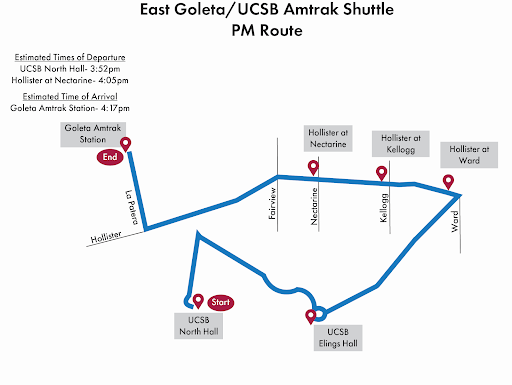 East Goleta/UCSB Amtrak Shuttle PM Route